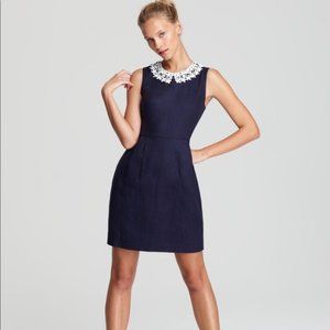 Kate Spade Daisy Tiff  Sheath Dress Navy Blue Peter Pan Floral Collar 4